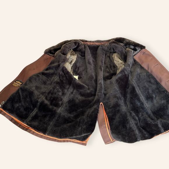 VTG Sears Brown Faux Fur Collar Trench Coat – Size 42L - Picture 7 of 7